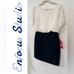 Enfocus Studio Navy Blue & White Dress NWT